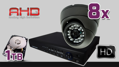 monitoring AHD 8x kamera ESDR-A1096, rejestrator ES-AHD7908, dysk 1TB, akcesoria