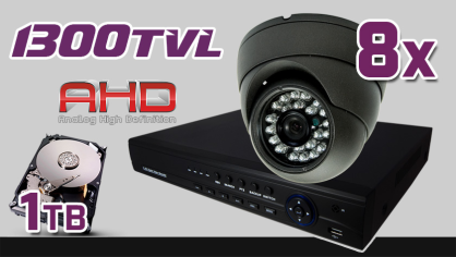 monitoring AHD 8x kamera ESDR-A1096, rejestrator ES-AHD7008, dysk 1TB, akcesoria