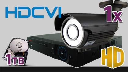 monitoring HDCVI 1x kamera ESBR-1072/2.8-12, rejestrator PR-HCR5104, dysk 1TB, akcesoria