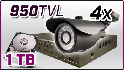 monitoring 4 x kamera ESBR-1081ICR, rejestrator ES-DVR5004, dysk 1TB, akcesoria