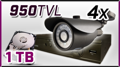 monitoring 4 x kamera ESBR-1081ICR, rejestrator ES-DVR6804, dysk 1TB, akcesoria