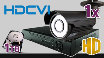 monitoring HDCVI 1x kamera ESBR-CV1220/2.8-12, rejestrator PR-HCR5104, dysk 1TB, akcesoria