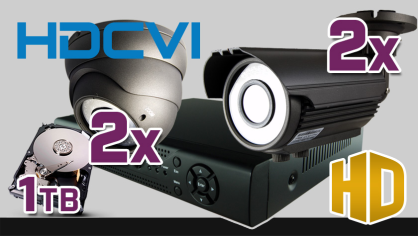 monitoring HDCVI 2x kamera ESDR-CV1220/2.8-12, 2x kamera ESBR-CV1220/2.8-12, rejestrator PR-HCR5108, dysk 1TB, akcesoria