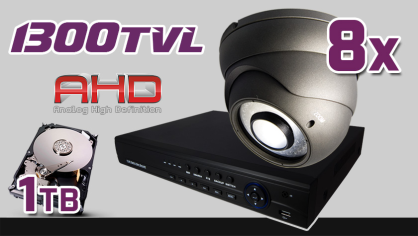monitoring AHD 8x kamera ESDR-A1296/2.8-12, rejestrator ES-AHD7908, dysk 1TB akcesoria