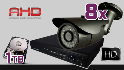 monitoring AHD 8x kamera ESBR-A1696, rejestrator ES-AHD7908, dysk 1TB, akcesoria
