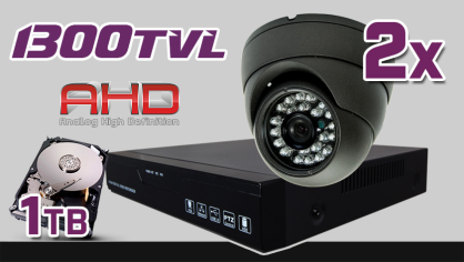 monitoring AHD 2x kamera ESDR-A1096, rejestrator ES-AHD7804, dysk 1TB, akcesoria