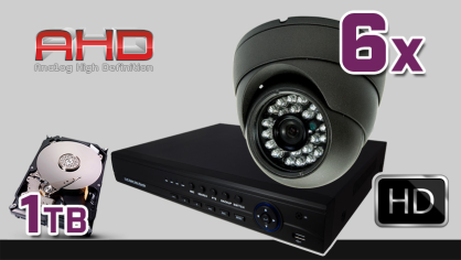 monitoring AHD 6x kamera ESDR-A1096, rejestrator ES-AHD7908, dysk 1TB, akcesoria