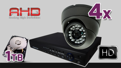 monitoring AHD 4x kamera ESDR-A1080, rejestrator ES-AHD7608, dysk 1TB, akcesoria
