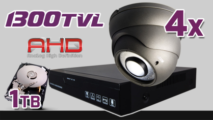 Monitoring AHD 4x kamera ESDR-A1296/2.8-12, rejestrator ES-AHD7804, dysk 1TB, akcesoria