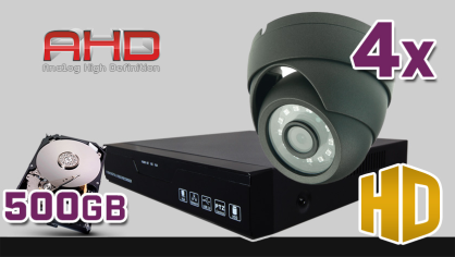 monitoring AHD, 4x kamera ESDR-1084p, rejestrator cyfrowy AHD 4-kanałowy ES-AHD7804, dysk 500GB, akcesoria