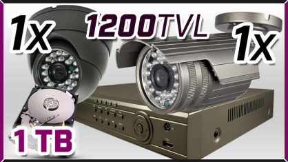 monitoring 1x kamera ESDR-1400ICR, 1x kamera ESBR-1200, rejestrator ES-DVR5004, dysk 1TB, akcesoria