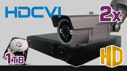 monitoring HDCVI 2x kamera ESBR-1072/2.8-12IR70, rejestrator PR-HCR5104, dysk 1TB, akcesoria