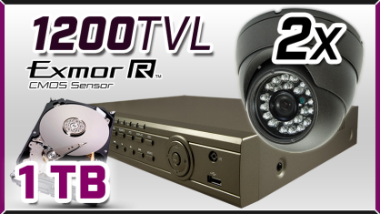 monitoring 2x kamera ESDR-1400ICR, rejestrator ES-DVR5004, dysk 1TB, akcesoria