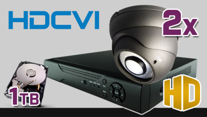 monitoring HDCVI 2x kamera ESDR-CV1220/2.8-12, rejestrator PR-HCR2104, dysk 1TB, akcesoria