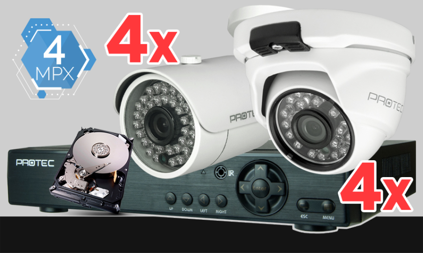 monitoring 8 kamer 4Mpx, 25m noc, dysk 1TB, podgląd online, szeroki kąt