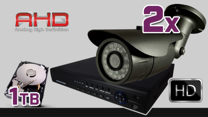 monitoring AHD 2x kamera ESBR-A1696, rejestrator ES-AHD7908, dysk 1TB, akcesoria