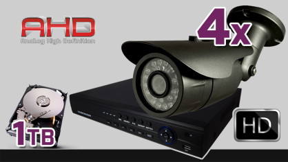 monitoring AHD 4x kamera ESBR-A1696, rejestrator ES-AHD7908, dysk 1TB, akcesoria