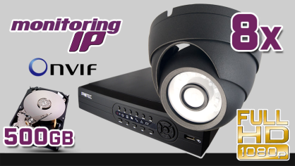 monitoring IP, Rejestrator IP PR-NVR0805, Kamera IP Full HD ESIP-D1020A x8
