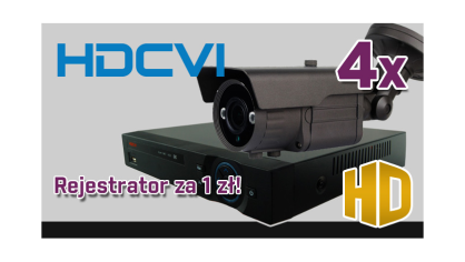 monitoring 4x kamera HDCVI + rejestrator cyfrowy HDCVI za 1 zł 