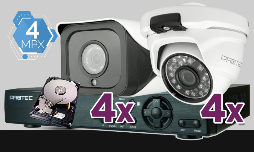 monitoring 8 kamer 4Mpx, 50m noc, dysk 1TB, podgląd online, szeroki kąt