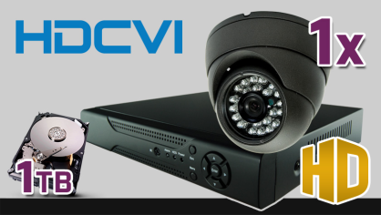 monitoring HDCVI 1x kamera ESDR-CV1020, rejestrator PR-HCR5104, dysk 1TB, akcesoria