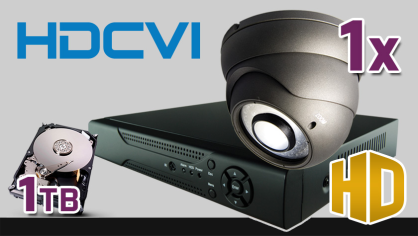 monitoring HDCVI 1x kamera ESDR-CV1220/2.8-12, rejestrator PR-HCR5104, dysk 1TB, akcesoria