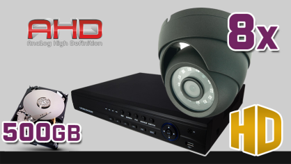 monitoring AHD 8x kamera ESDR-1084p, rejestrator ES-AHD7908, dysk 500GB, akcesoria