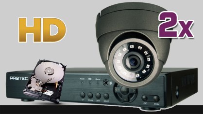 monitoring HD, 2x kamera ESDR-1084, rejestrator cyfrowy 4-kanałowy ES-XVR7904, dysk 500GB, akcesoria