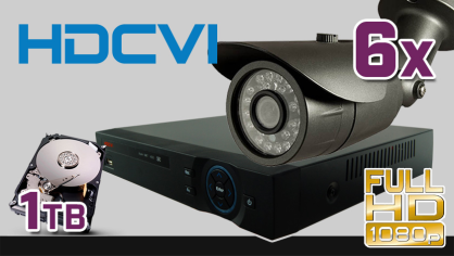monitoring HDCVI 6x kamera ESBR-CV1620", rejestrator PR-HCR5108, dysk 1TB, akcesoria