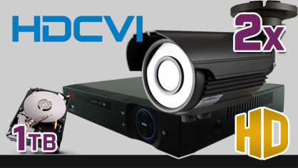monitoring HDCVI 2x kamera ESBR-CV1220/2.8-12, rejestrator PR-HCR5108, dysk 1TB, akcesoria