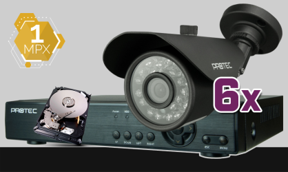 monitoring HD, 6x kamera ESBR-1084, rejestrator cyfrowy 8-kanałowy ES-XVR7908, dysk 1TB, akcesoria