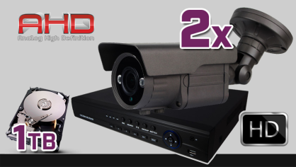 monitoring AHD 2x kamera ESBR-A1500/2.8-12IR70, rejestrator ES-AHD7908, dysk 1TB, akcesoria