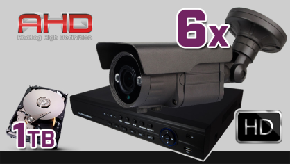 monitoring AHD 6x kamera ESBR-A1500/2.8-12, rejestrator ES-AHD7908, dysk 1TB, akcesoria