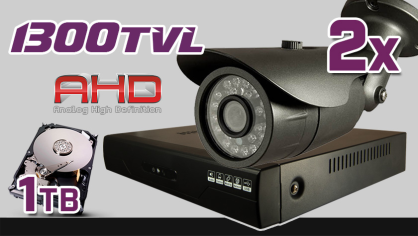 Monitoring AHD 2x kamera ESBR-1696, rejestrator AHD-04CH, dysk 1TB, akcesoria