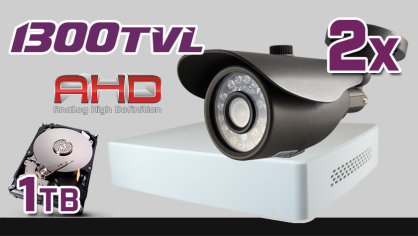 monitoring AHD 2x kamera ESBR-A1081, rejestrator ES-DVRA6104B, dysk 1TB, akcesoria