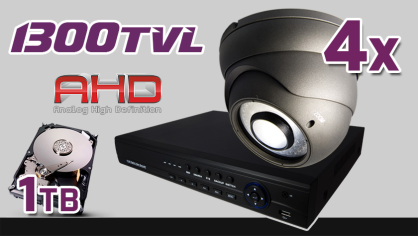 monitoring AHD 4x kamera ESDR-A1296/2.8-12, rejestrator ES-AHD7908, dysk 1TB, akcesoria
