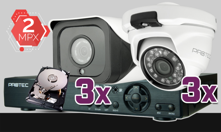monitoring Full HD, 3x kamera ESDR-2084, 3x kamera ESBR-2404, rejestrator cyfrowy 8-kanałowy ES-XVR7908, dysk 1TB, akcesoria<br><span>Model: PR-XVR-03K2-03T2R</span>