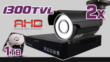Monitoring AHD 2x kamera ESBR-A1296/2.8-12, rejestrator ES-AHD7804, dysk 1TB, akcesoria