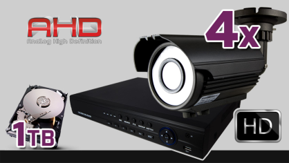 monitoring AHD 4x kamera ESBR-A1296/2.8-12, rejestrator ES-AHD7908, dysk 1TB, akcesoria