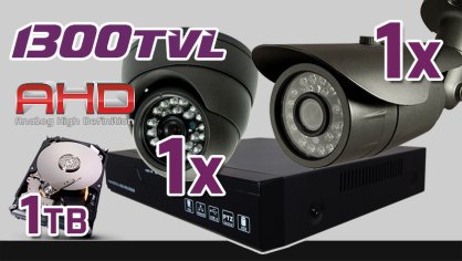 monitoring AHD 1x kamera ESDR-A1096, 1x kamera ESBR-A1696, rejestrator ES-AHD7804, dysk 1TB, akcesoria