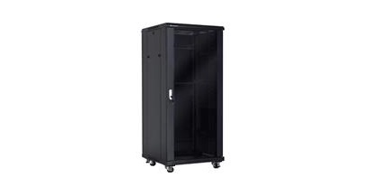 Linkbasic szafa stojąca rack 19'' 27U 600x600mm czarna (drzwi przednie szklane)