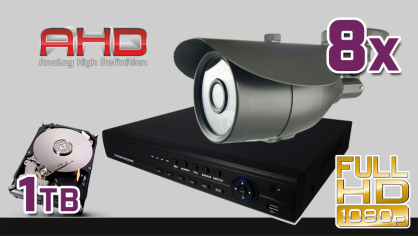 monitoring AHD 8x kamera ESBR-2084, rejestrator ES-AHD7908, dysk 1TB, akcesoria