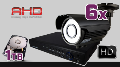 monitoring AHD 6x kamera ESBR-A1296/2.8-12, rejestrator ES-AHD7908, dysk 1TB, akcesoria