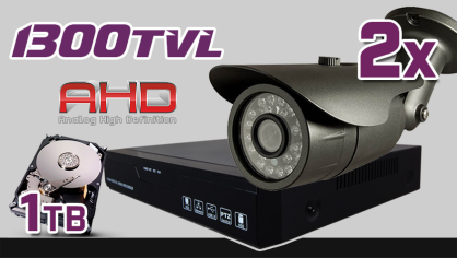 monitoring 2x kamera ESBR-A1696, rejestrator ES-AHD7804, dysk 1TB, akcesoria