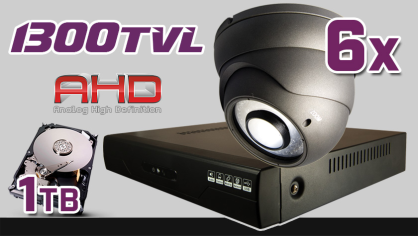 Monitoring AHD 6x kamera AHD-910I, rejestrator AHD-08CH, dysk 1TB, akcesoria