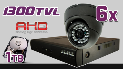 Monitoring AHD 6x kamera ESDR-A1096, rejestrator AHD-08CH, dysk 1 TB, akcesoria