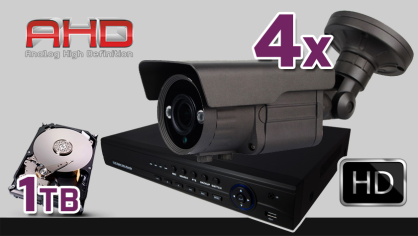 monitoring AHD 4x kamera ESBR-A1500/2.8-12IR70, rejestrator ES-AHD7908, dysk 1TB, akcesoria