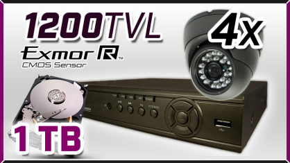 monitoring 4x kamera ESDR-1400ICR, rejestrator ES-DVR6804, dysk 1TB, akcesoria