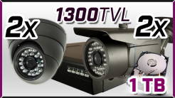 monitoring 2x kamera ESDR-A1096, 2x kamera AHD-717, rejestrator AHD-04CH, dysk 1 TB, akcesoria
