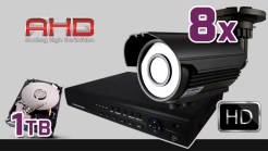 monitoring AHD 8x kamera ESBR-A1296/2.8-12, rejestrator ES-AHD7016, dysk 1TB, akcesoria